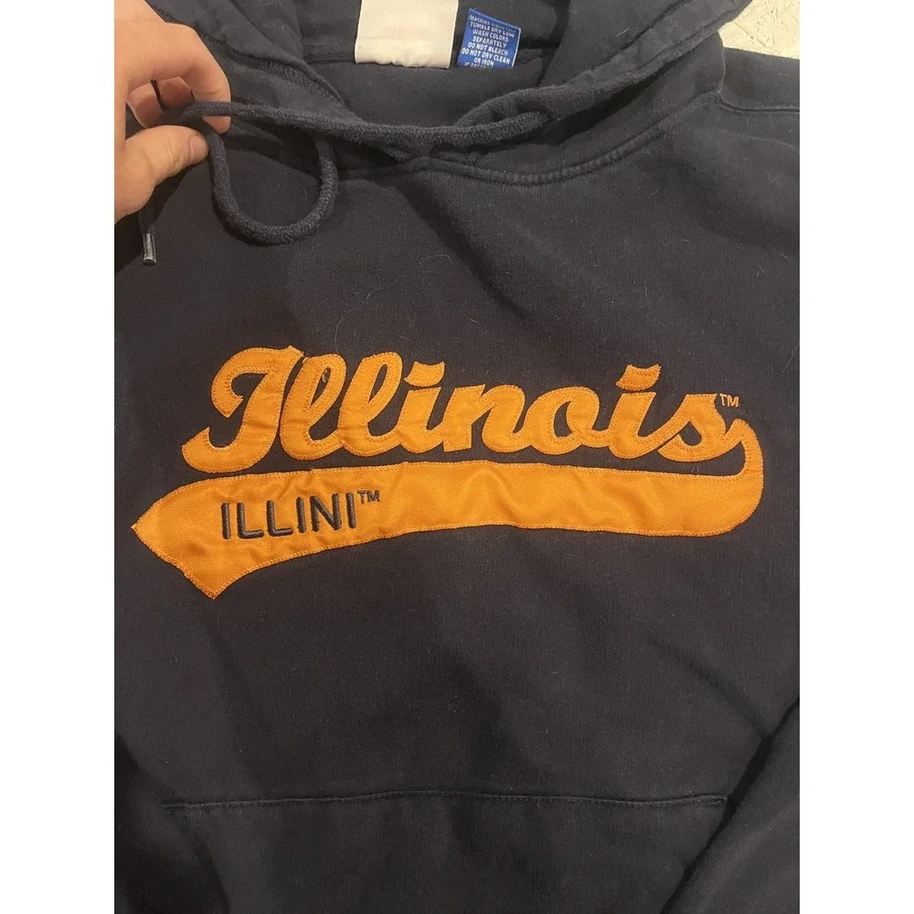Vintage Victory Sports Illinois Illini Sweatshirt Embroidered Mens L Blue Orange
